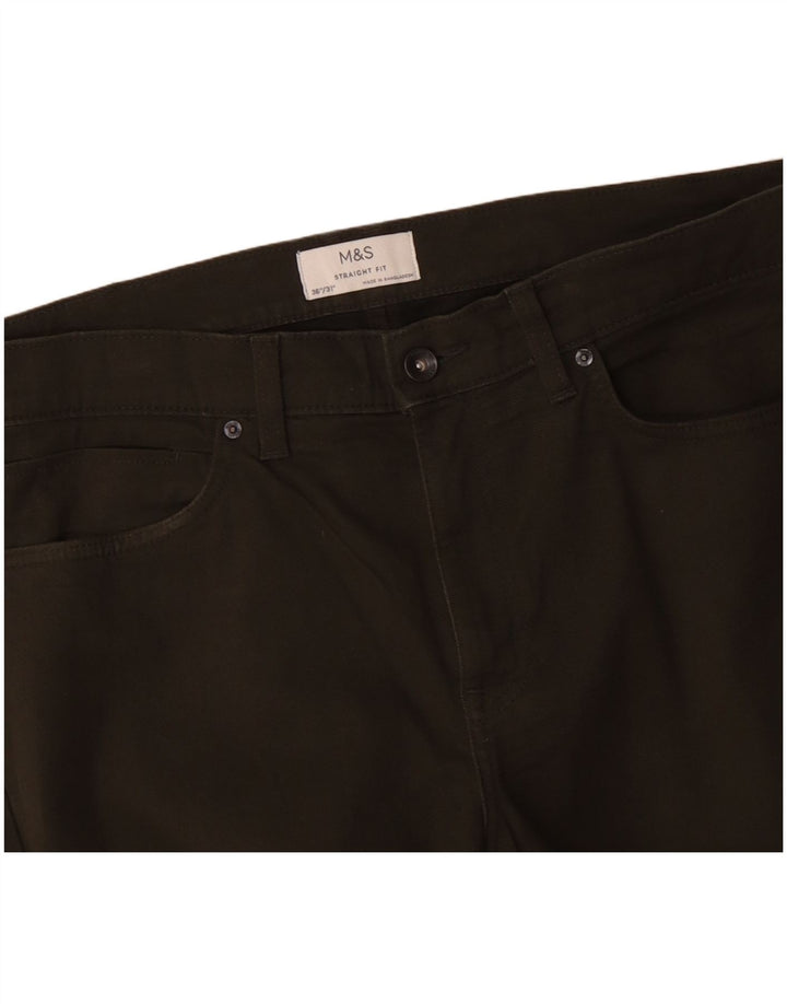 Calça masculina reta casual MARKS & SPENCER W36 L31 algodão cáqui