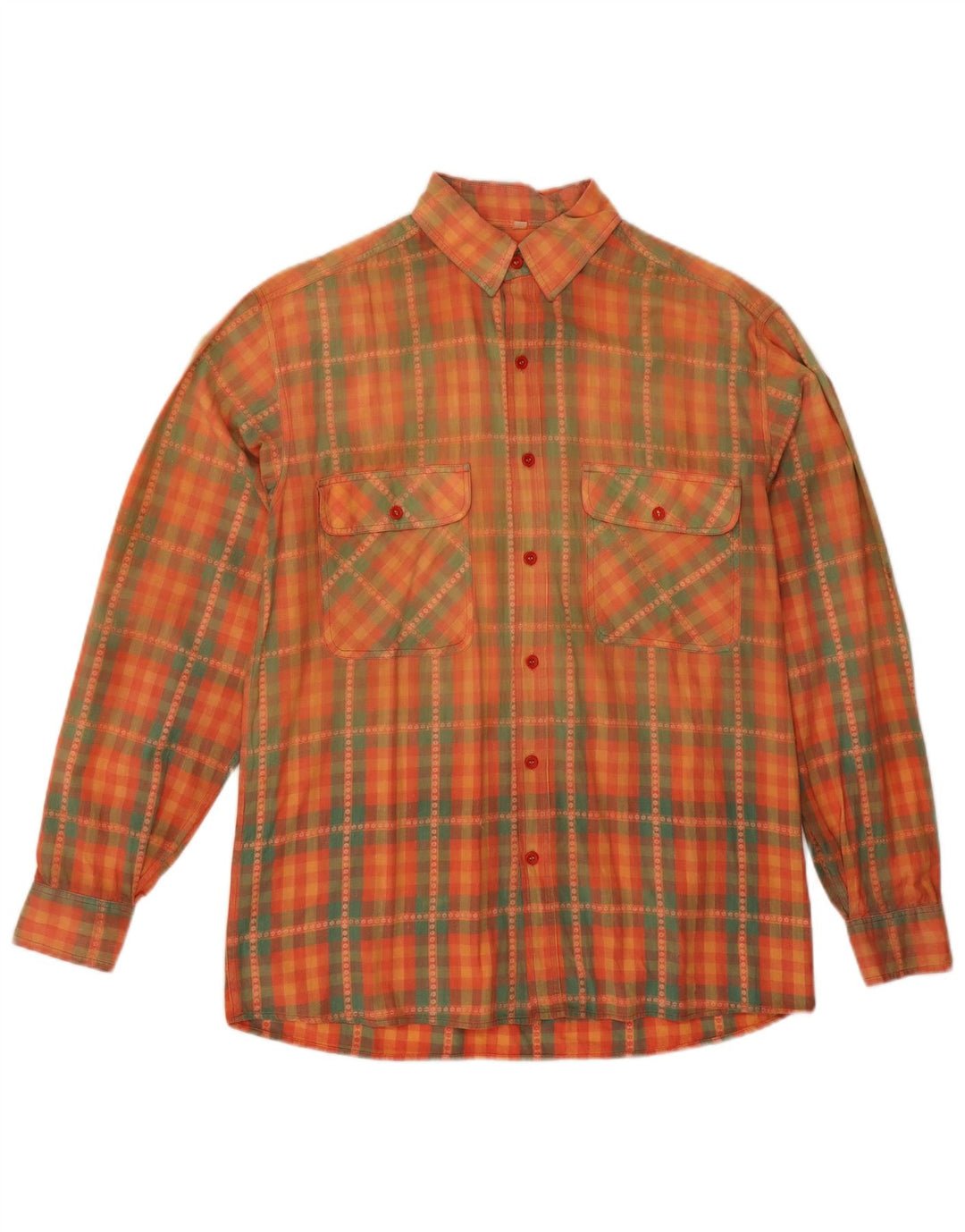 Camisa masculina vintage pequena xadrez laranja