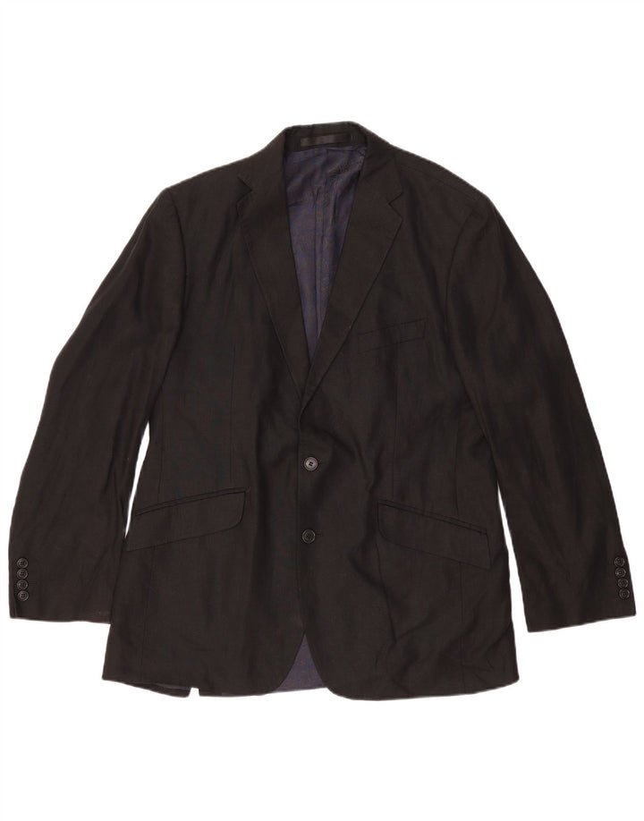 Jaqueta blazer masculina de 2 botões Marks & Spencer Reino Unido 38 linho preto médio