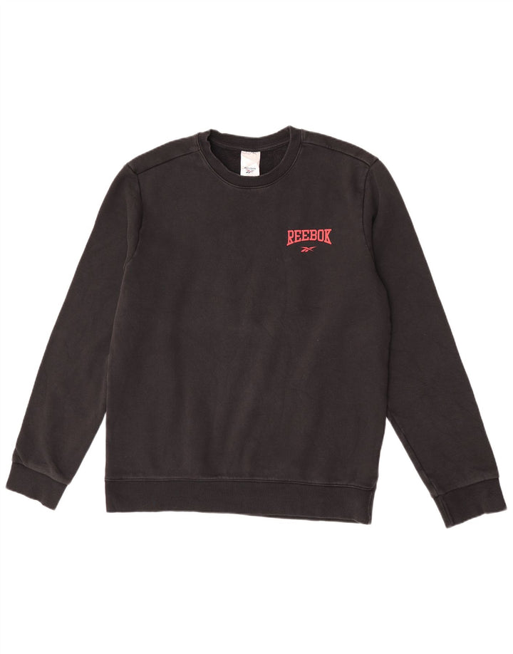 Reebok Mens Moletom Jumper Médio Algodão Preto