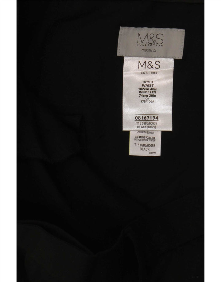 Calça masculina de ajuste regular Marks & Spencer W40 L29 poliéster preto