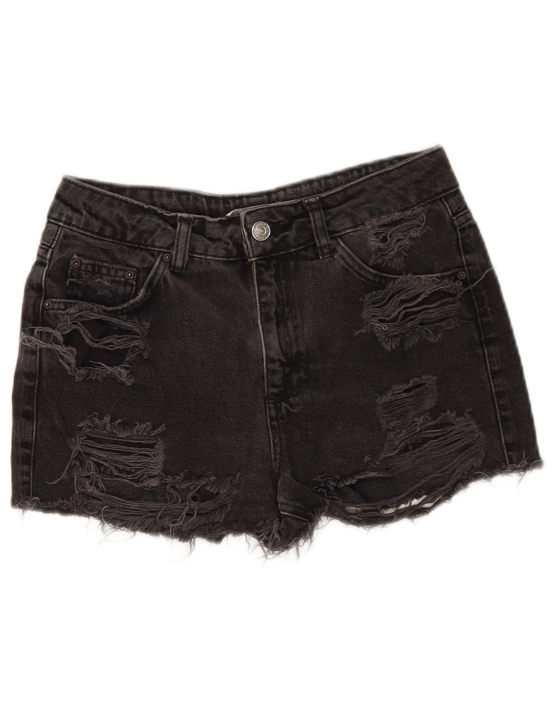 Shorts jeans feminino Topshop W26 pequeno algodão preto