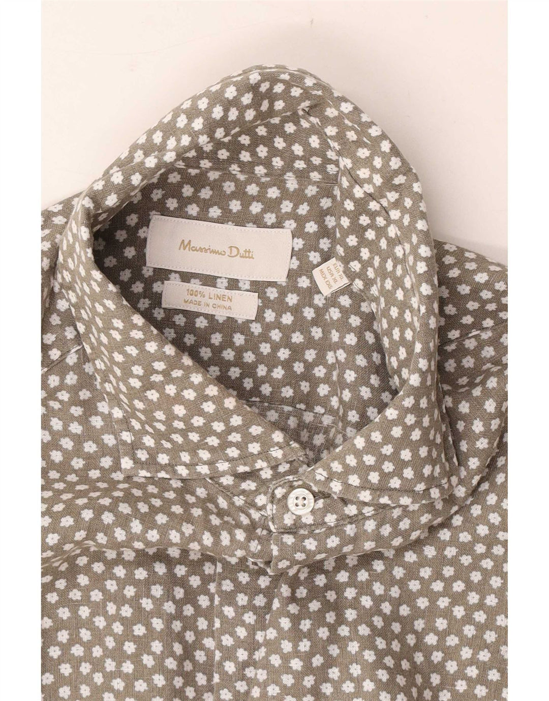 Camisa masculina Massimo Dutti XL cinza floral linho