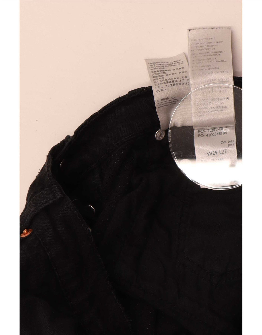 Jeans feminino Levi's Ribcage Straight W29 L27 algodão preto