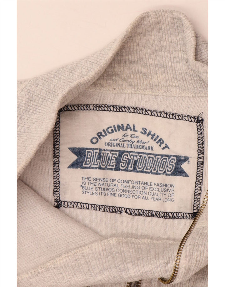 Suéter feminino VINTAGE com zíper e gola UK 18 XL cinza