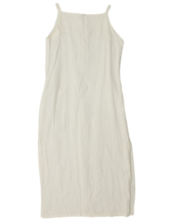 VINTAGE Womens Sleeveless Maxi Dress UK 14 Medium White