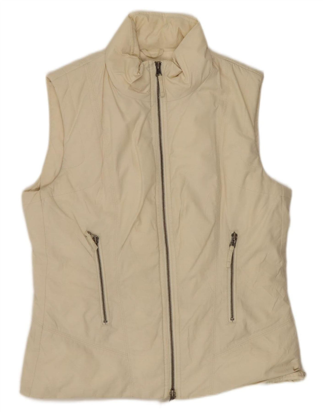Colete acolchoado feminino Benetton UK 14 médio algodão branco