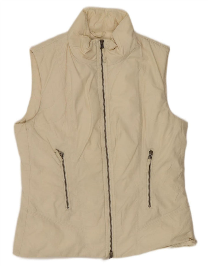 Colete acolchoado feminino Benetton UK 14 médio algodão branco