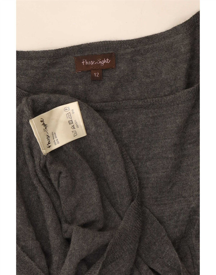 Vestido feminino Phase Eight com amarração frontal e mangas curtas Reino Unido 12 cinza médio