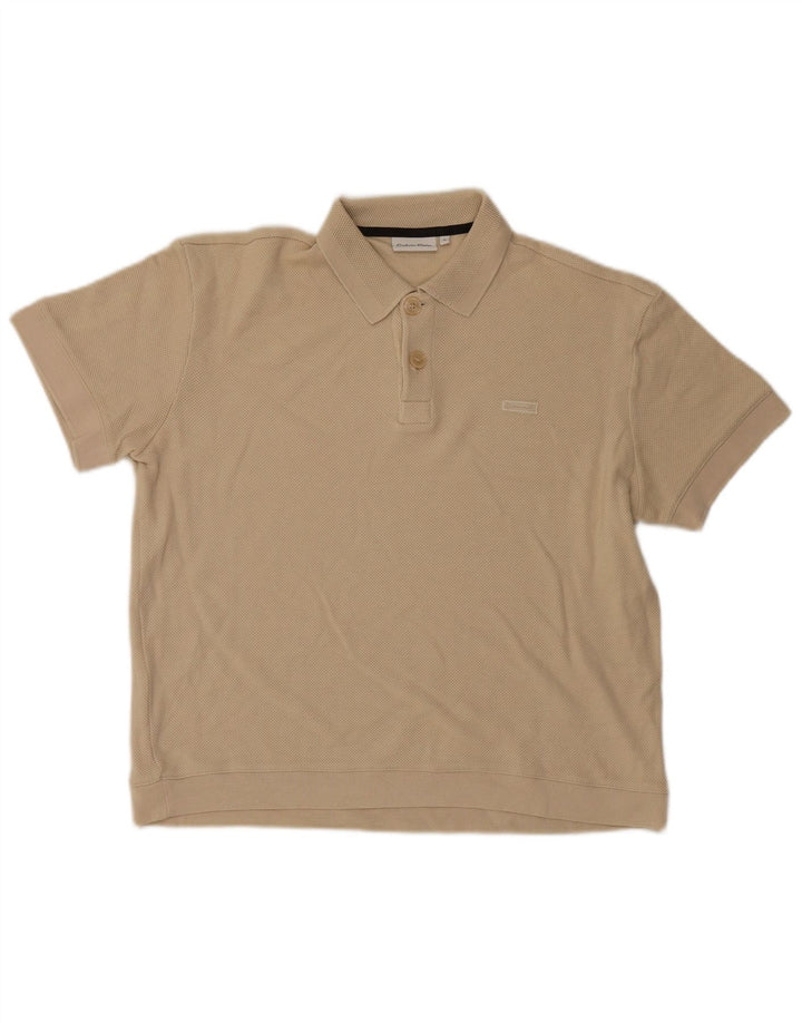 Camisa polo masculina Calvin Klein bege médio