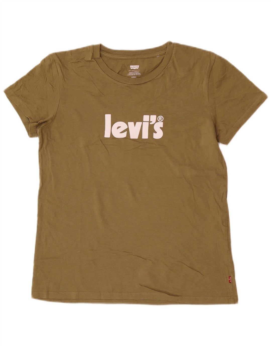 Camiseta gráfica masculina Levi's Top pequeno de algodão cáqui
