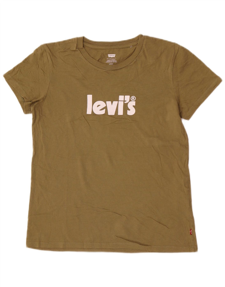 Camiseta gráfica masculina Levi's Top pequeno de algodão cáqui