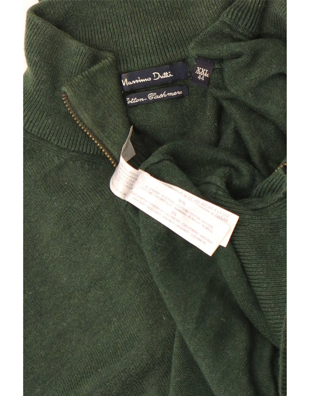 Suéter masculino Massimo Dutti com zíper e gola 2XL algodão verde