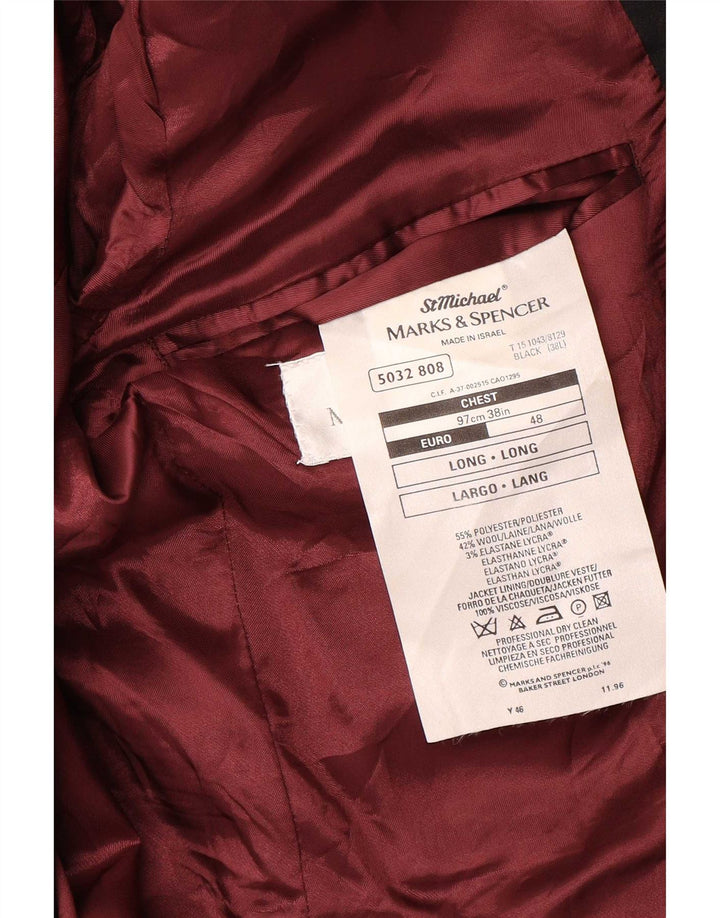 Jaqueta blazer masculina Marks & Spencer Longline 2 botões Reino Unido 38 médio preto