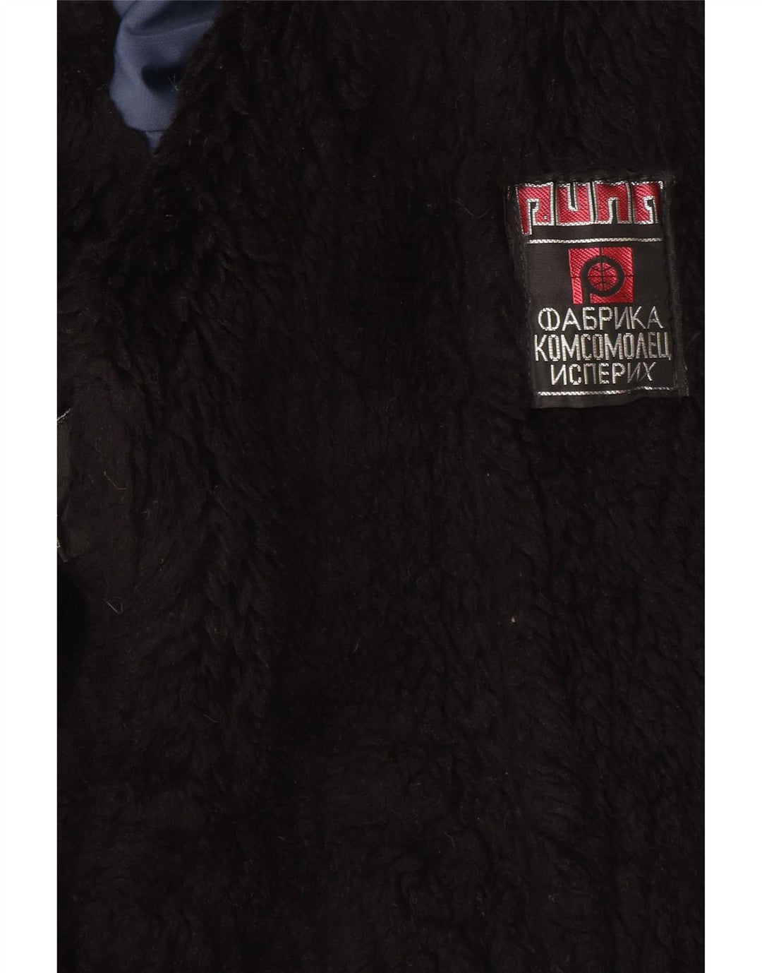 Jaqueta Sherpa feminina vintage Reino Unido 12 bloco colorido azul médio