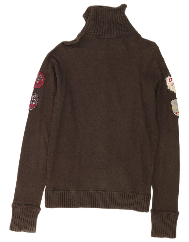 Suéter cardigan gráfico masculino Diesel grande algodão cáqui
