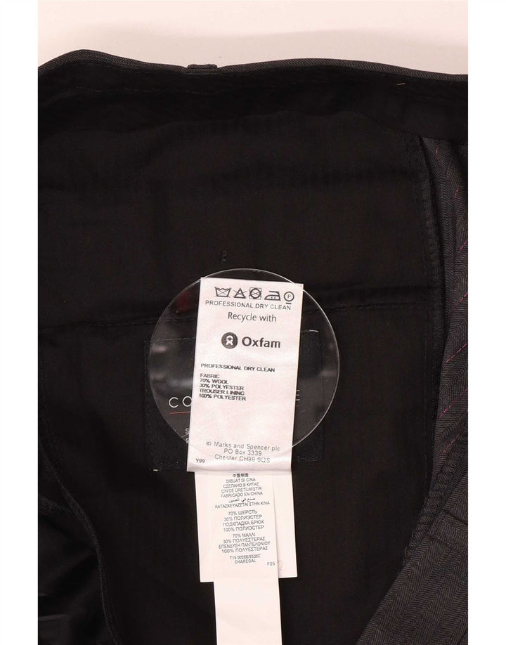 Calça masculina de terno reto Marks & Spencer W40 L33 lã cinza