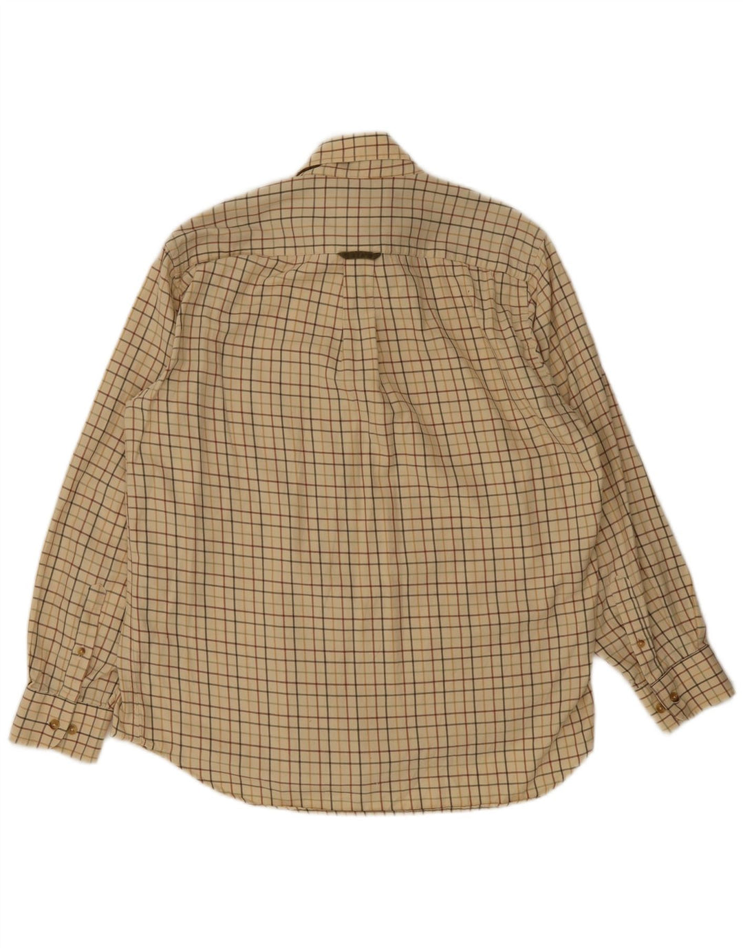 Camisa masculina de flanela Barbour grande algodão xadrez bege