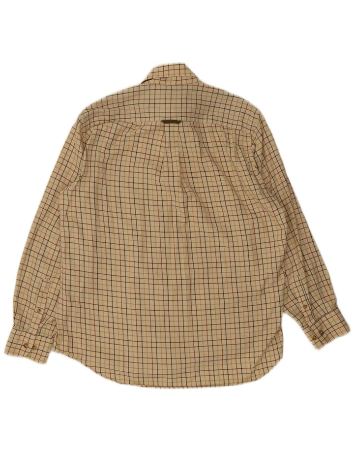 Camisa masculina de flanela Barbour grande algodão xadrez bege