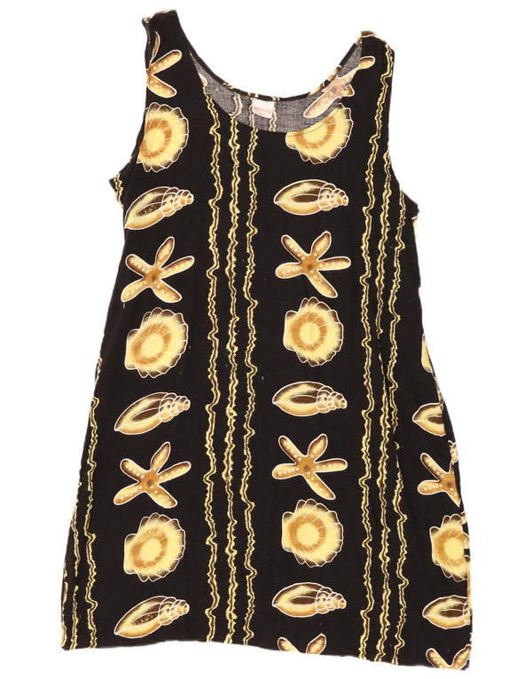 Vestido feminino vintage com estampa abstrata sem mangas UK 18 XL preto