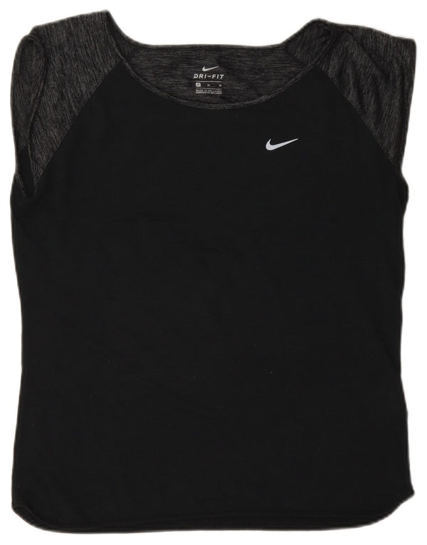 Camiseta feminina Nike Dri Fit Top UK 14 Médio Azul Marinho Colourblock Lã