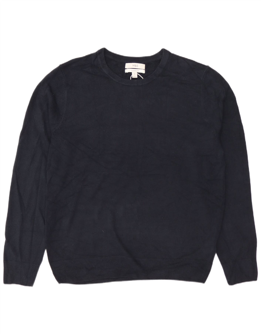 Suéter masculino MARKS & SPENCER com gola redonda grande acrílico azul marinho