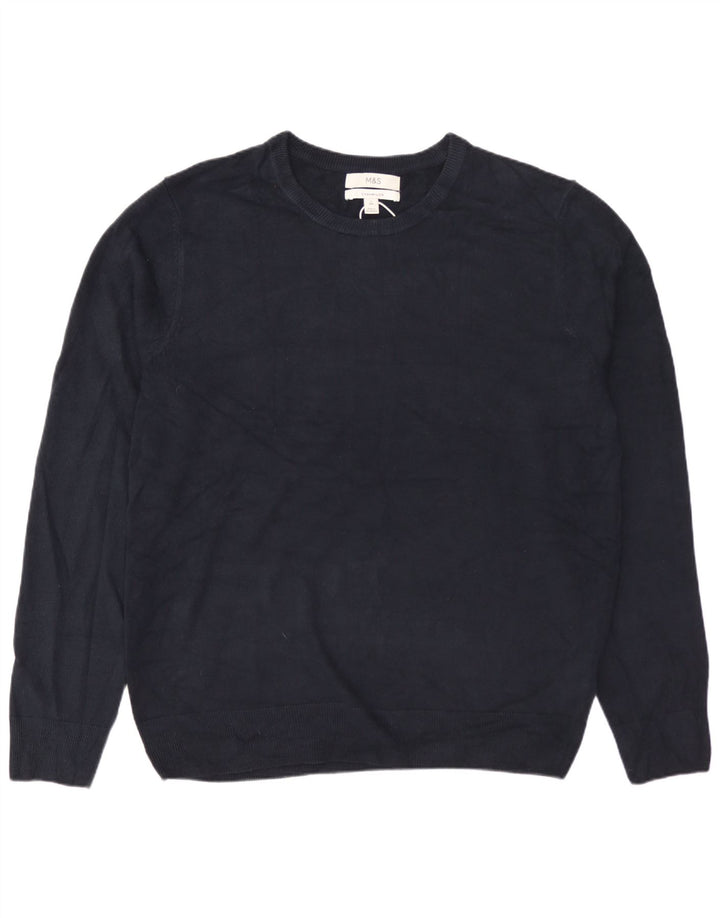 Suéter masculino MARKS & SPENCER com gola redonda grande acrílico azul marinho