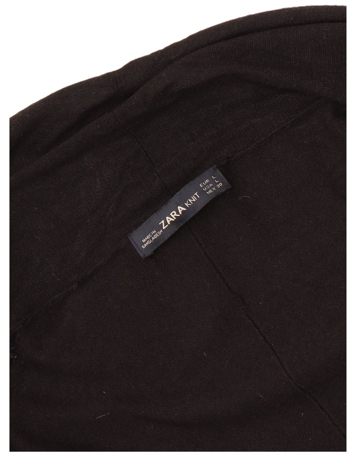 Zara Suéter Cardigan Aberto Feminino Reino Unido 14 Grande Preto