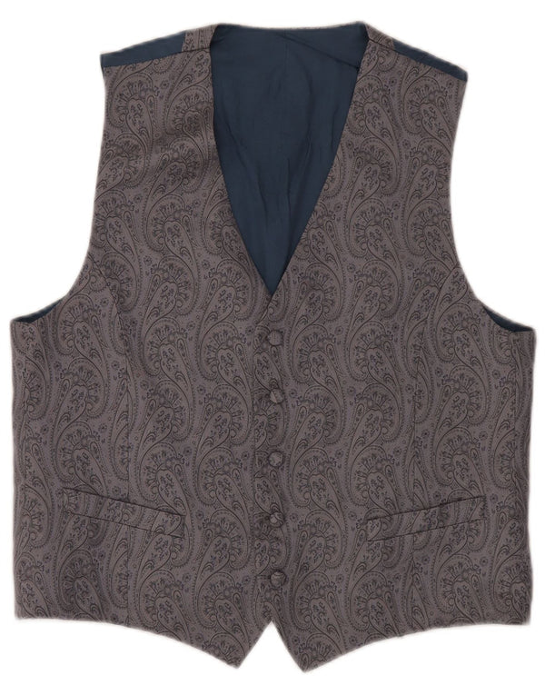 Colete Vintage Masculino Pequeno Cinza Paisley