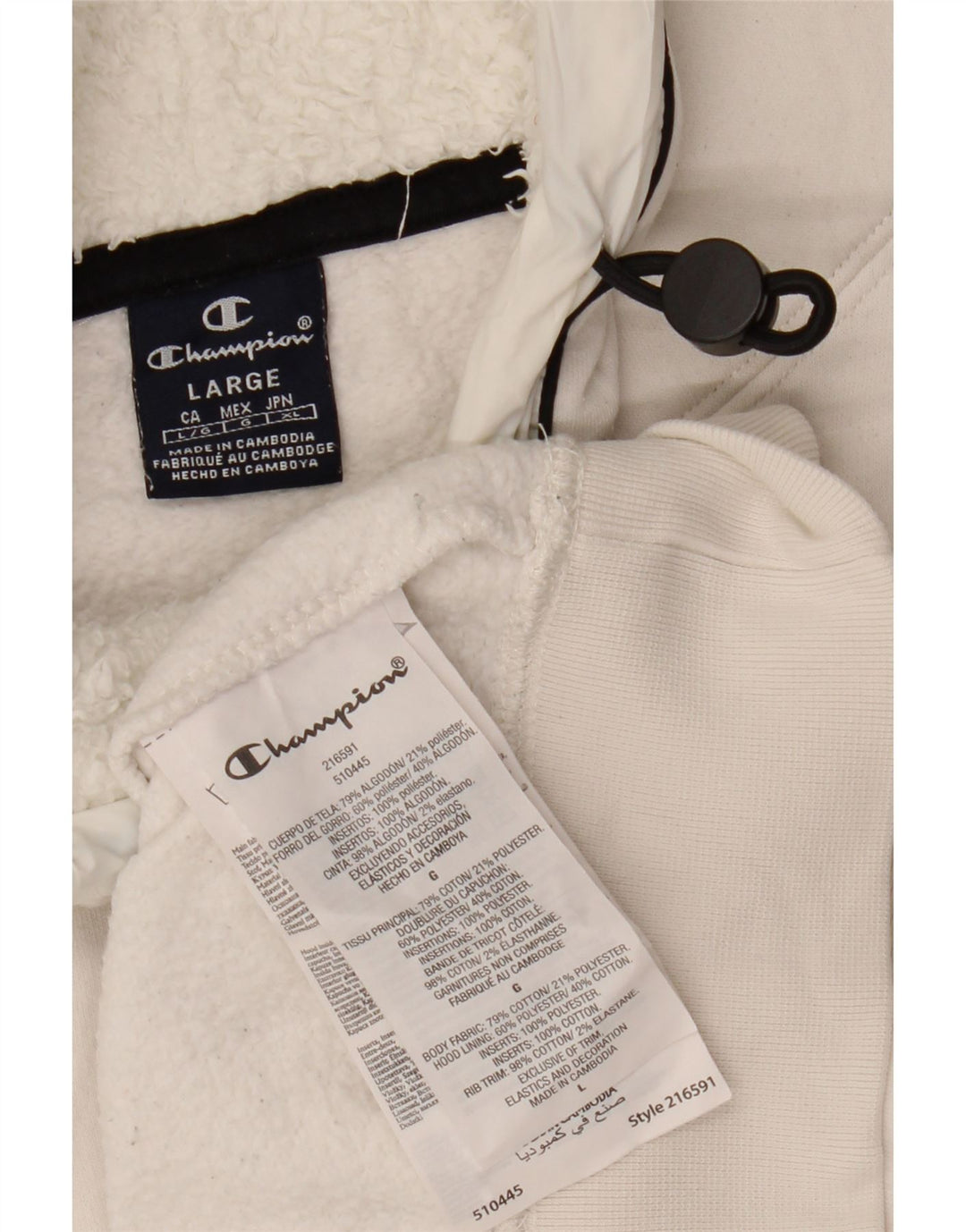 CHAMPION Suéter feminino com capuz Reino Unido 16 grande algodão branco