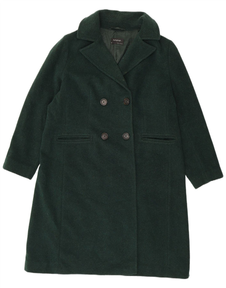 Casaco feminino Marks & Spencer com peito duplo Reino Unido 20 2XL lã verde