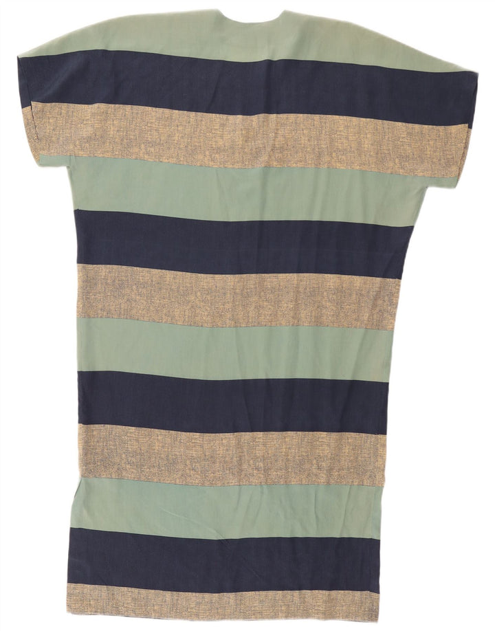 Vestido feminino vintage UK 18 XL listrado multicolorido