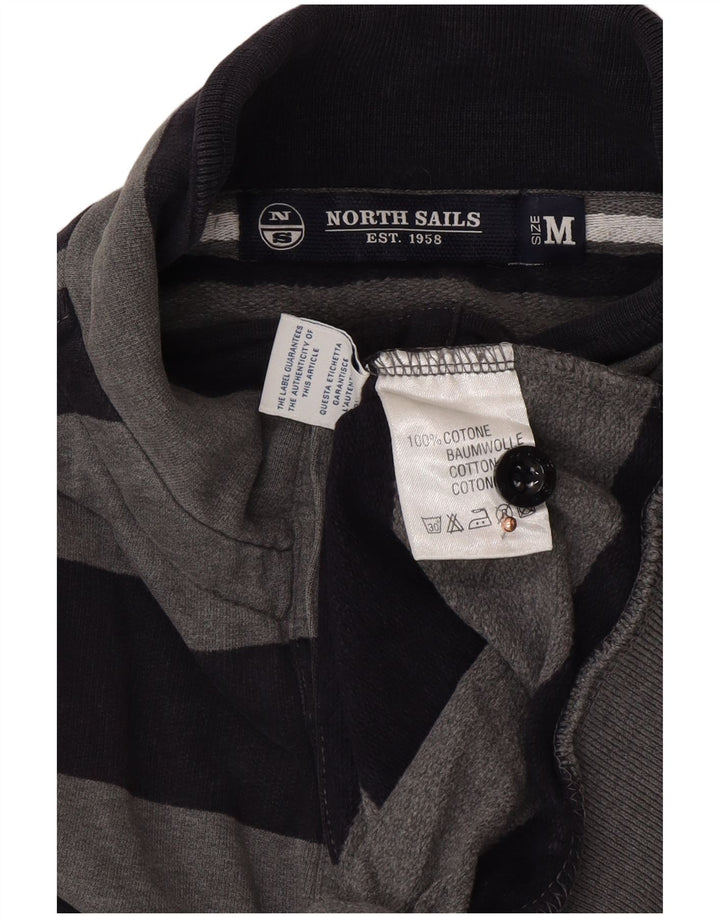NORTH SAILS Suéter masculino com gola redonda e algodão listrado cinza médio