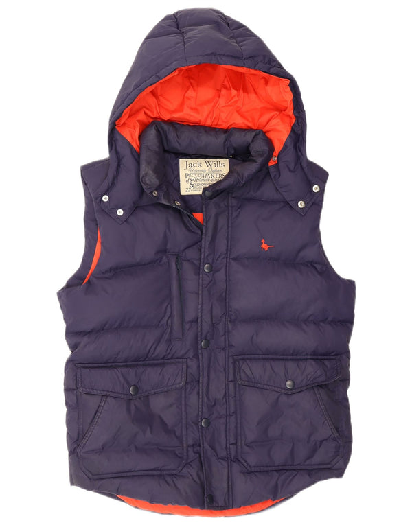 Colete acolchoado com capuz masculino Jack Wills UK 38 poliéster azul marinho médio