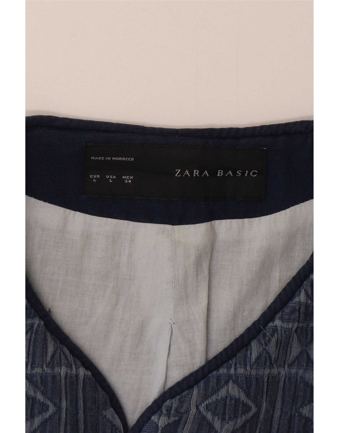 Sobretudo aberto feminino Zara Reino Unido 16 grande algodão geométrico azul marinho