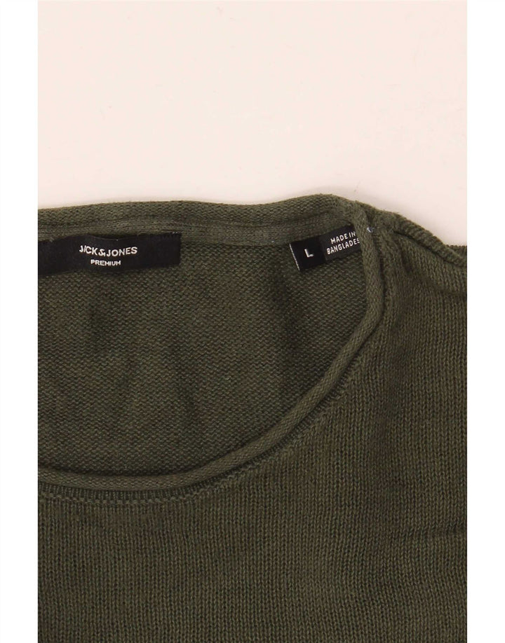 Suéter masculino Jack & Jones com gola redonda grande verde