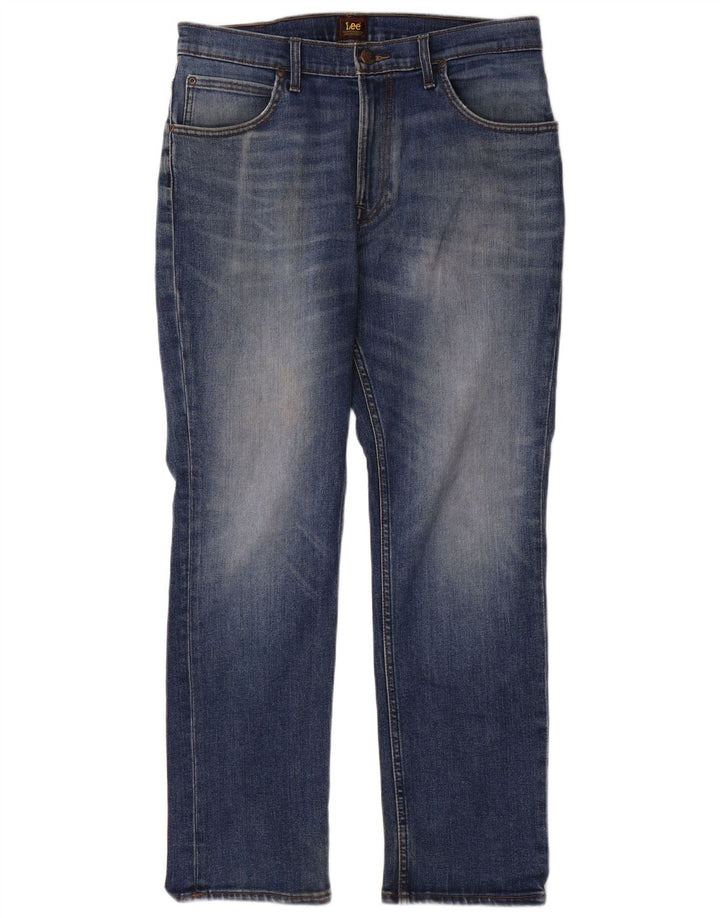 Lee Mens Brooklyn Straight Jeans W33 L30 Azul Algodão