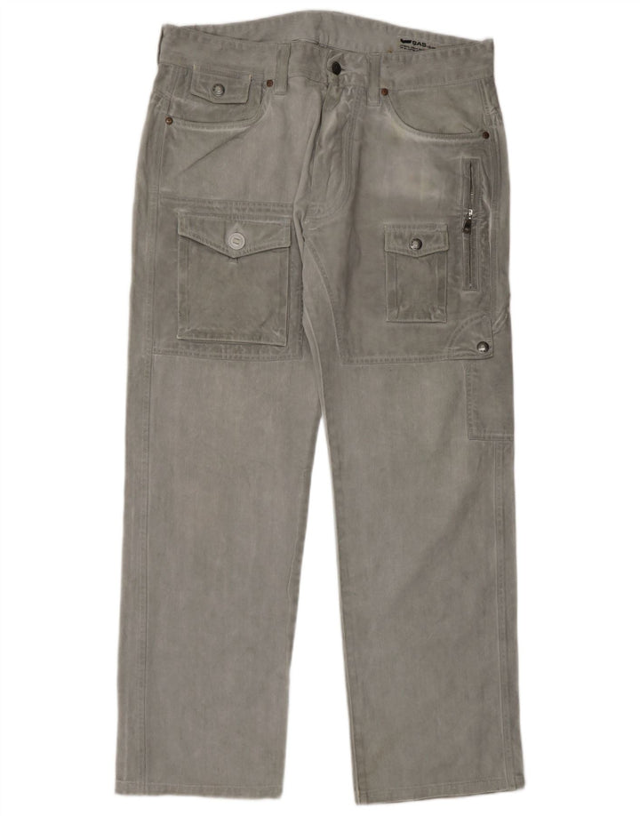 GAS Mens Cargo Straight Jeans W36 L31 Grey Cotton