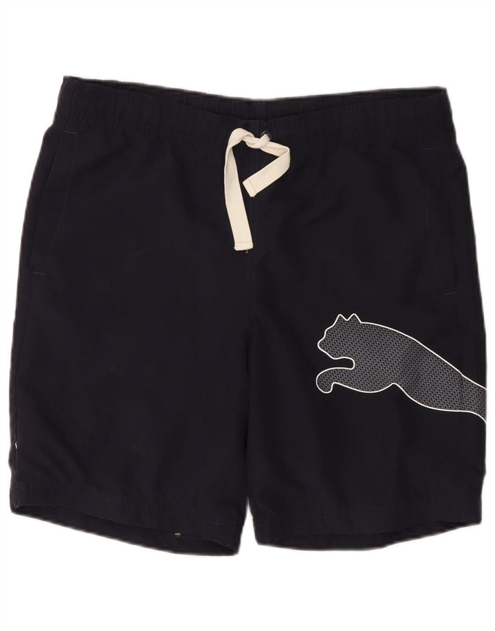 Shorts esportivos gráficos masculinos PUMA pequenos algodão azul marinho