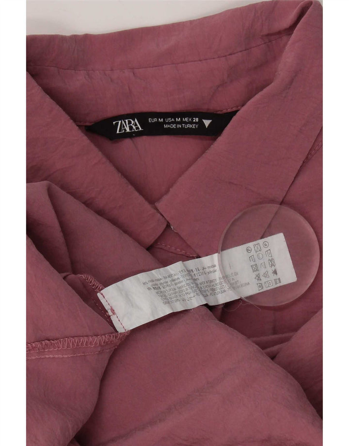 Blusa feminina Zara Longline Oversized UK 14 Médio Rosa Modal