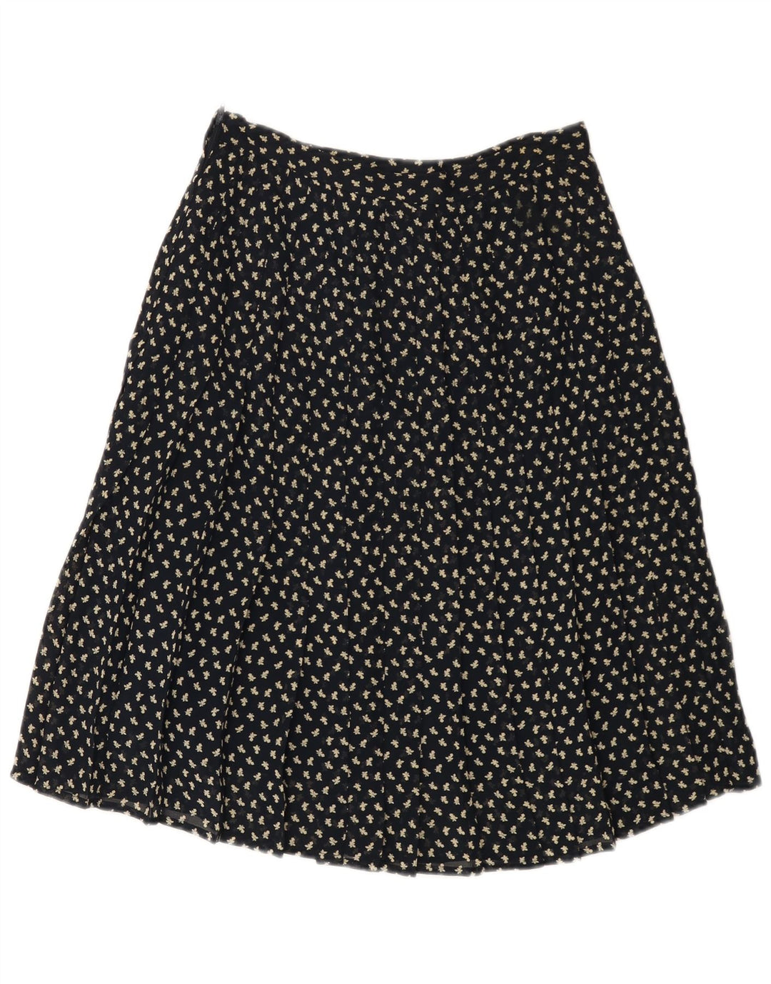 Saia feminina VINTAGE cintura alta linha A IT 44 médio W26 azul marinho floral