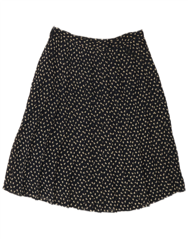 Saia feminina VINTAGE cintura alta linha A IT 44 médio W26 azul marinho floral