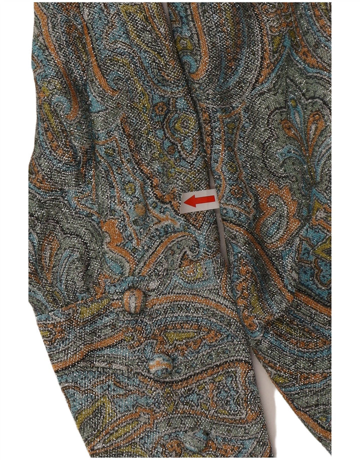Blusa feminina vintage IT 46 grande paisley multicolorida