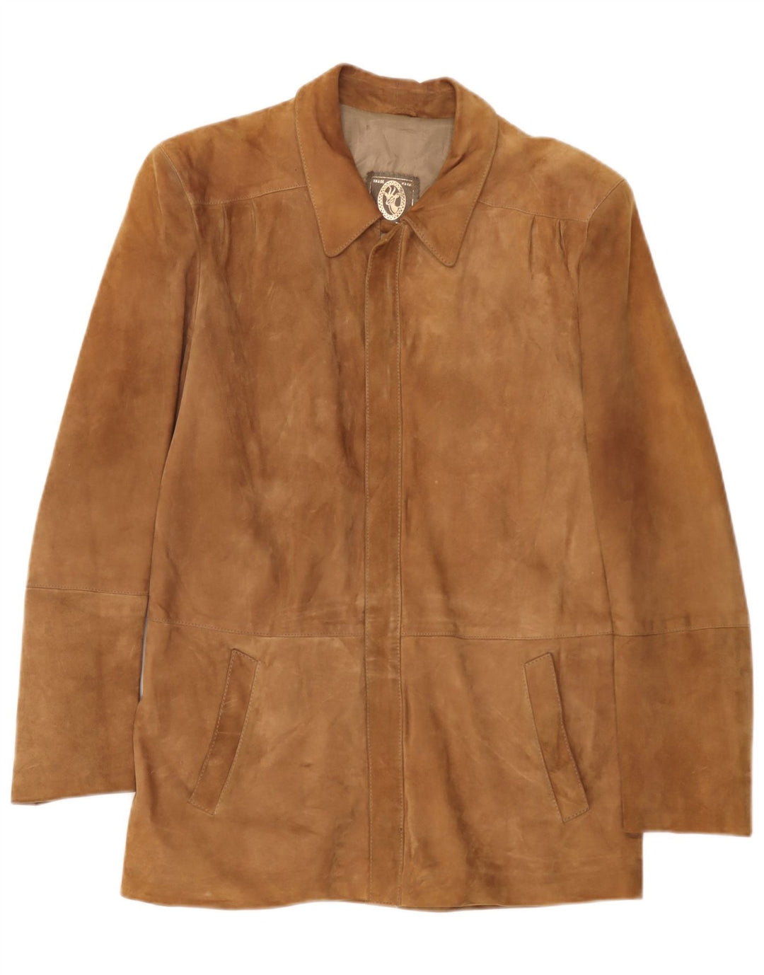 Jaqueta masculina vintage de camurça IT 48 couro marrom médio