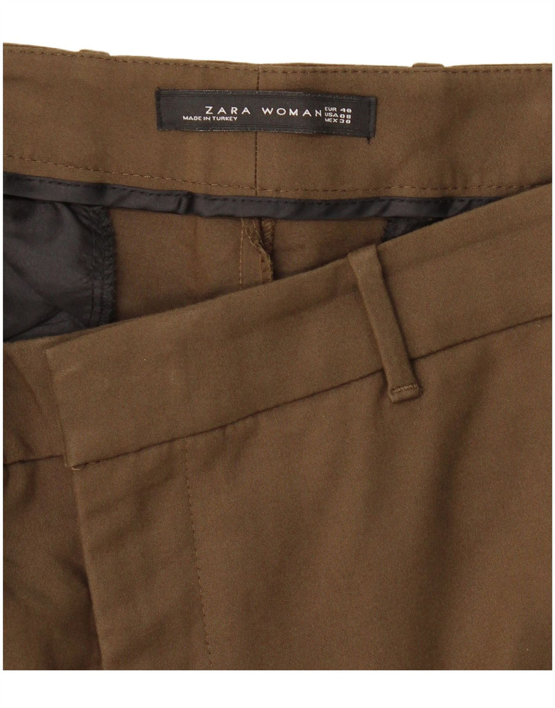 Zara Calça Chino Feminina Slim EU 40 Médio W30 L28 Caqui