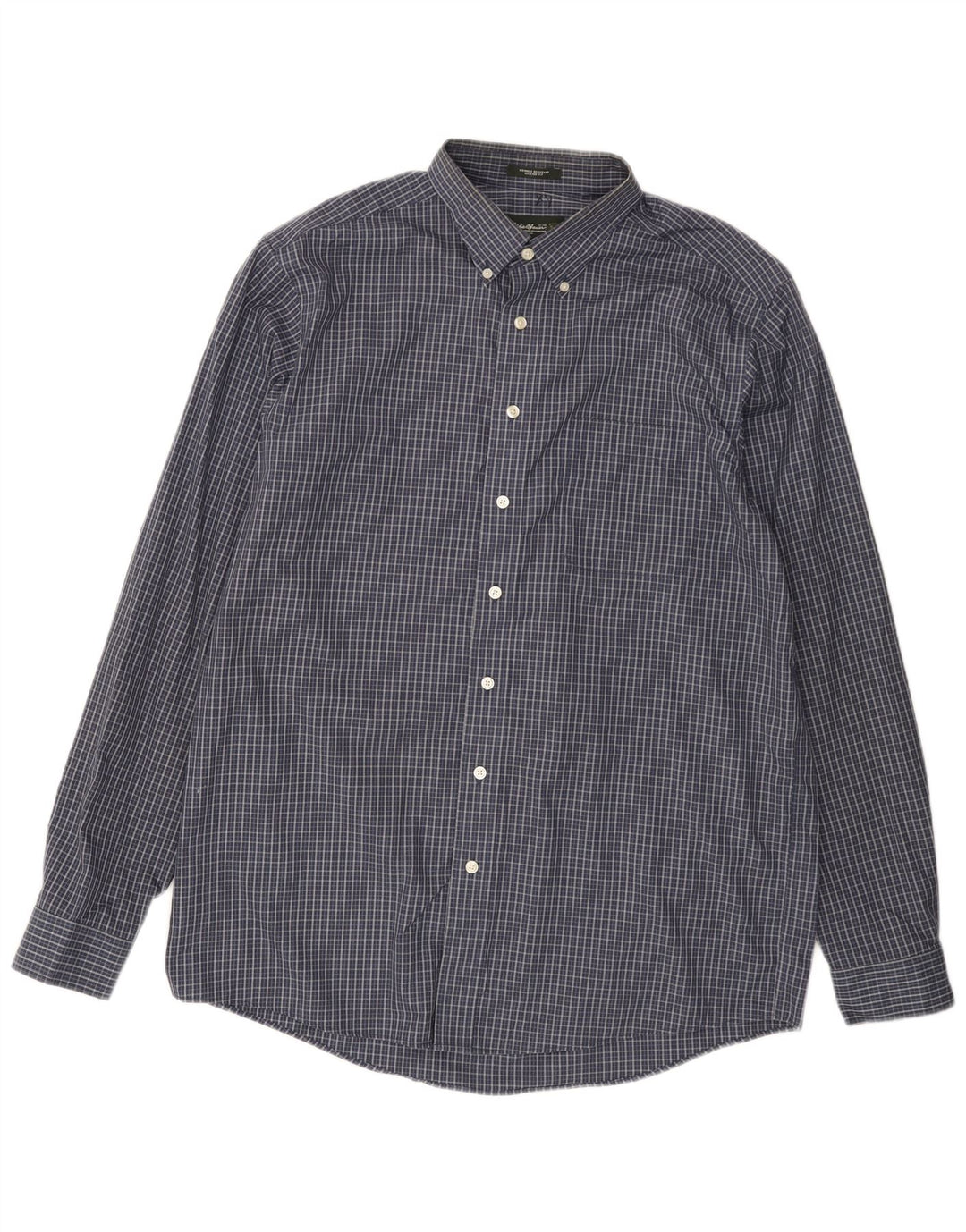 EDDIE BAUER Camisa masculina alta e relaxada, grande, azul marinho, xadrez, algodão