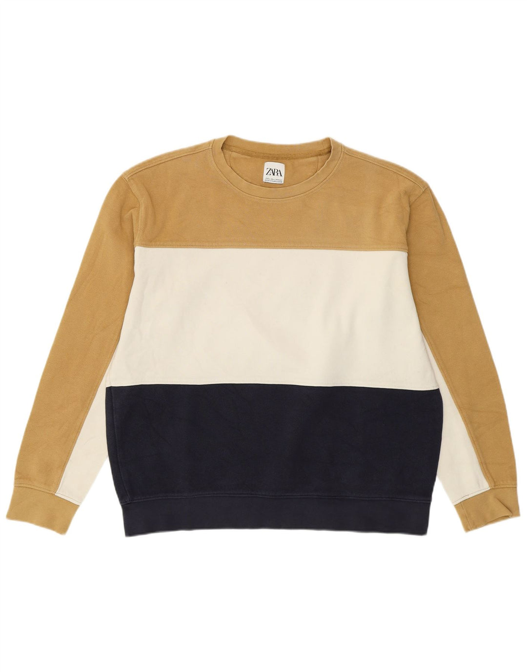 Zara moletom masculino jumper grande bege colorblock algodão