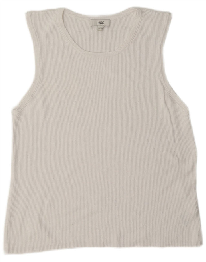 Colete feminino Marks & Spencer UK 22 3XL viscose branca