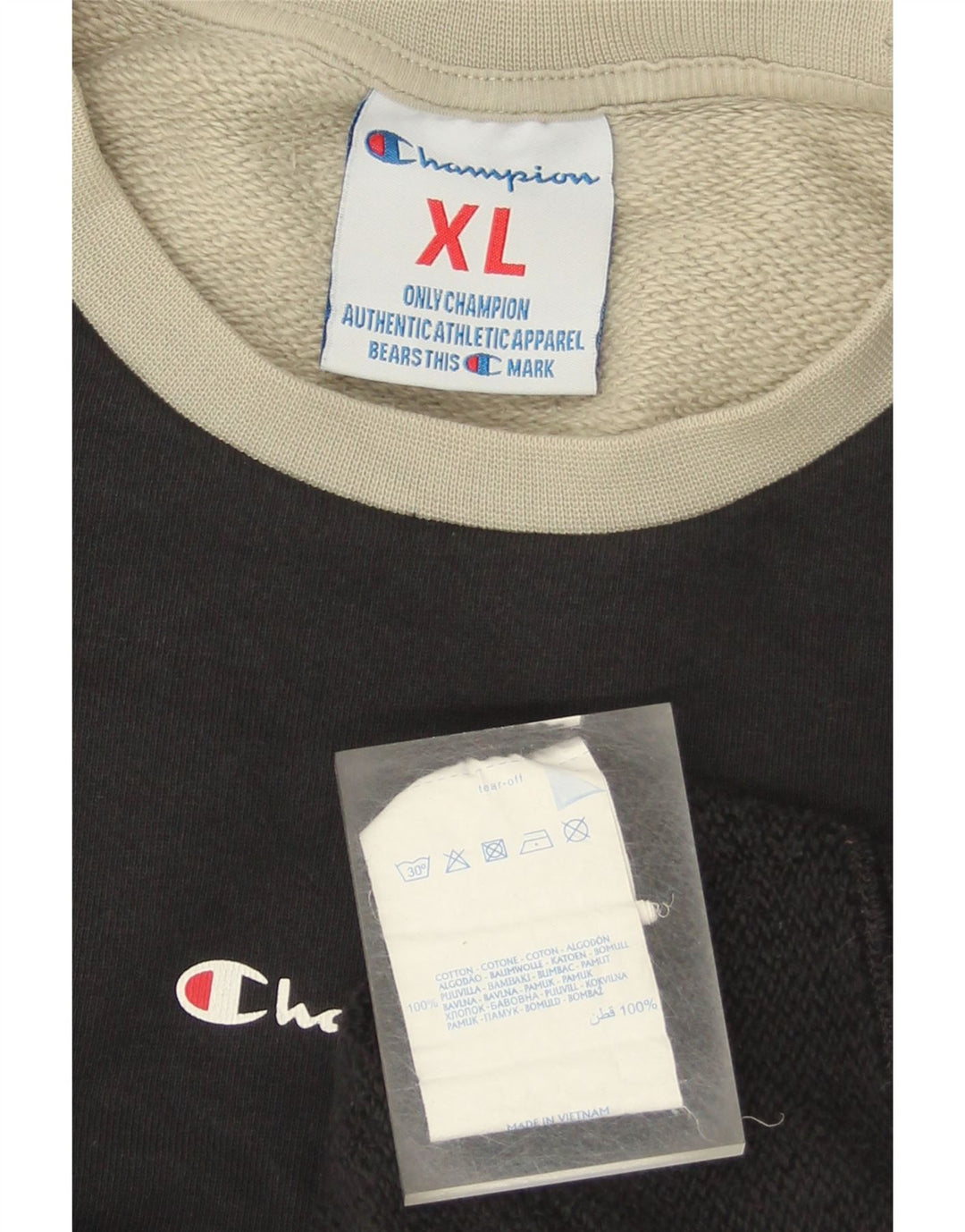 CHAMPION Mens Sweatshirt Jumper XL Black Colourblock Cotton Vintage Champion and Second-Hand Champion from Messina Hembry 