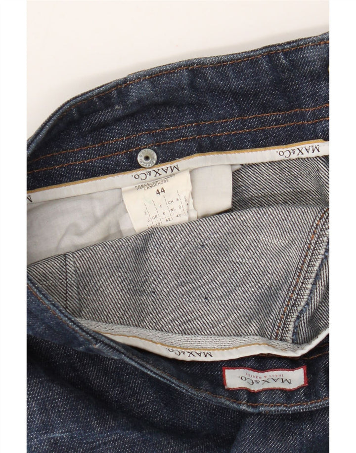 Jeans retos femininos Max & Co UK 12 médio W30 L28 algodão azul